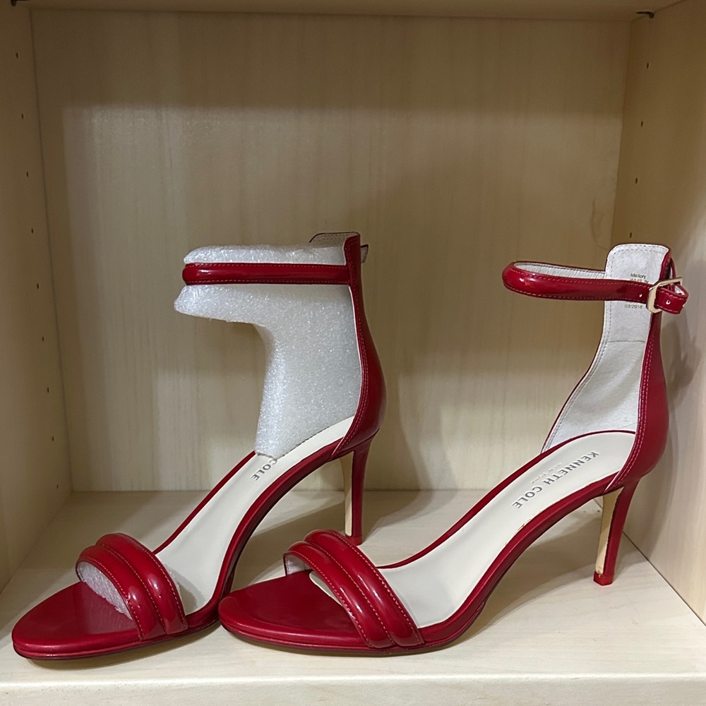 Kenneth Cole Bold Red Ankle Strap Heels
